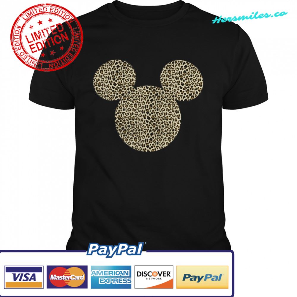 Disney Mickey Mouse Cheetah Print Silhouette Fill T-Shirt