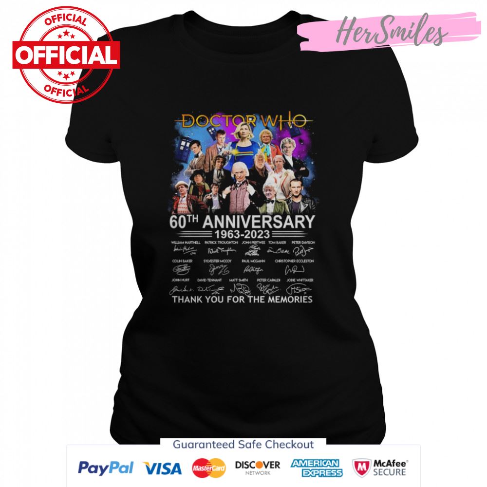 Doctor Who 60th anniversary 1963 2023 signatures thank you for the memories shirt