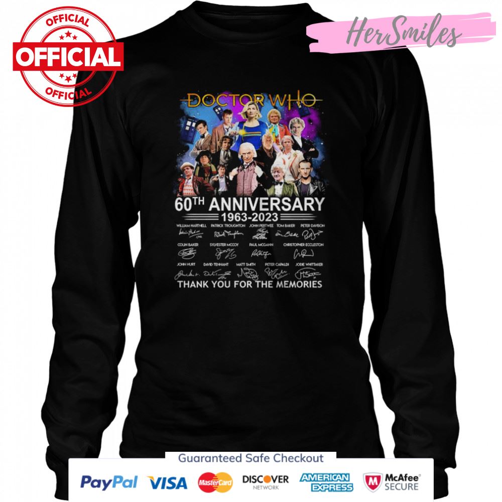 Doctor Who 60th anniversary 1963 2023 signatures thank you for the memories shirt Doctor Who 60th anniversary 1963 2023 signatures thank you for the memories shirt