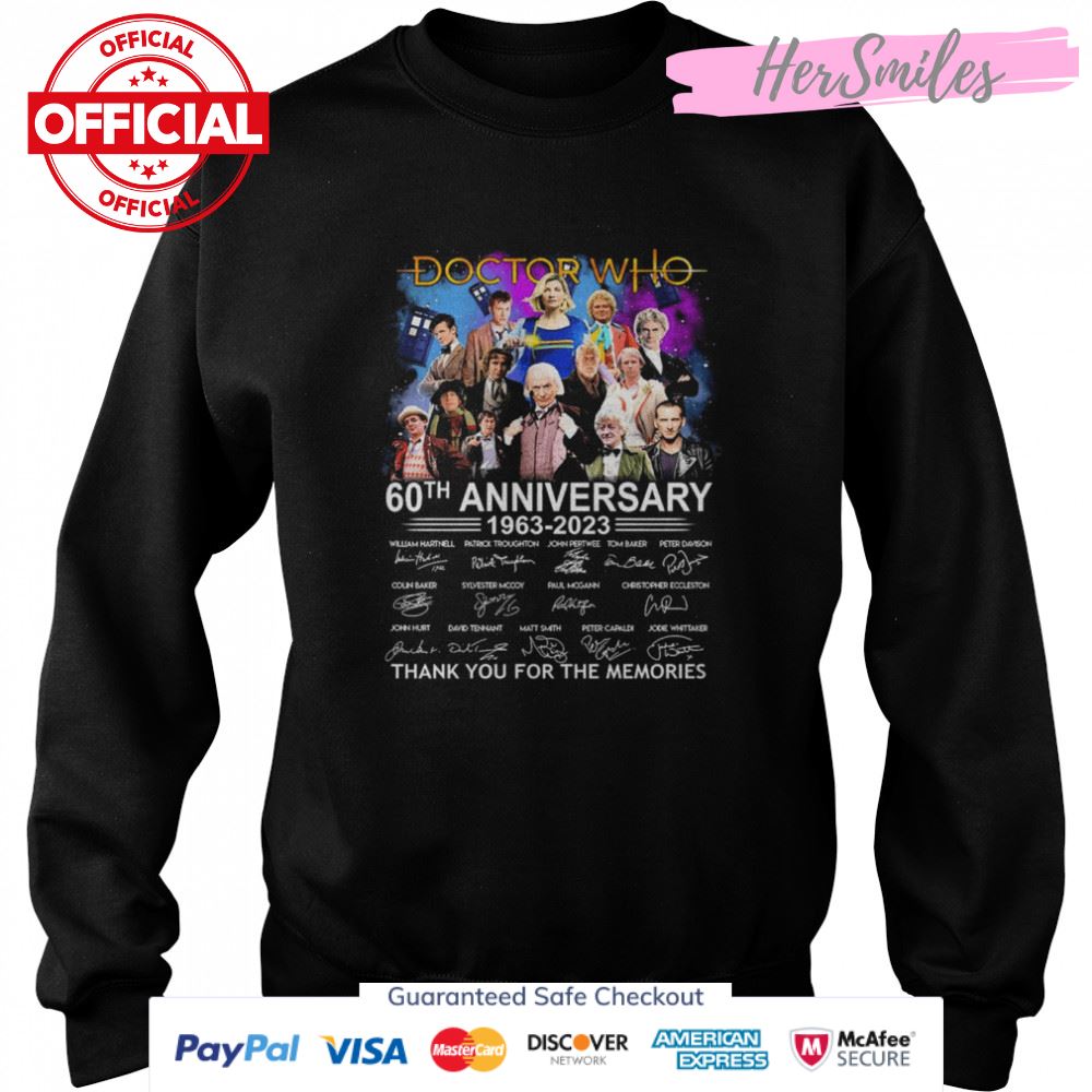 Doctor Who 60th anniversary 1963 2023 signatures thank you for the memories shirt Doctor Who 60th anniversary 1963 2023 signatures thank you for the memories shirt