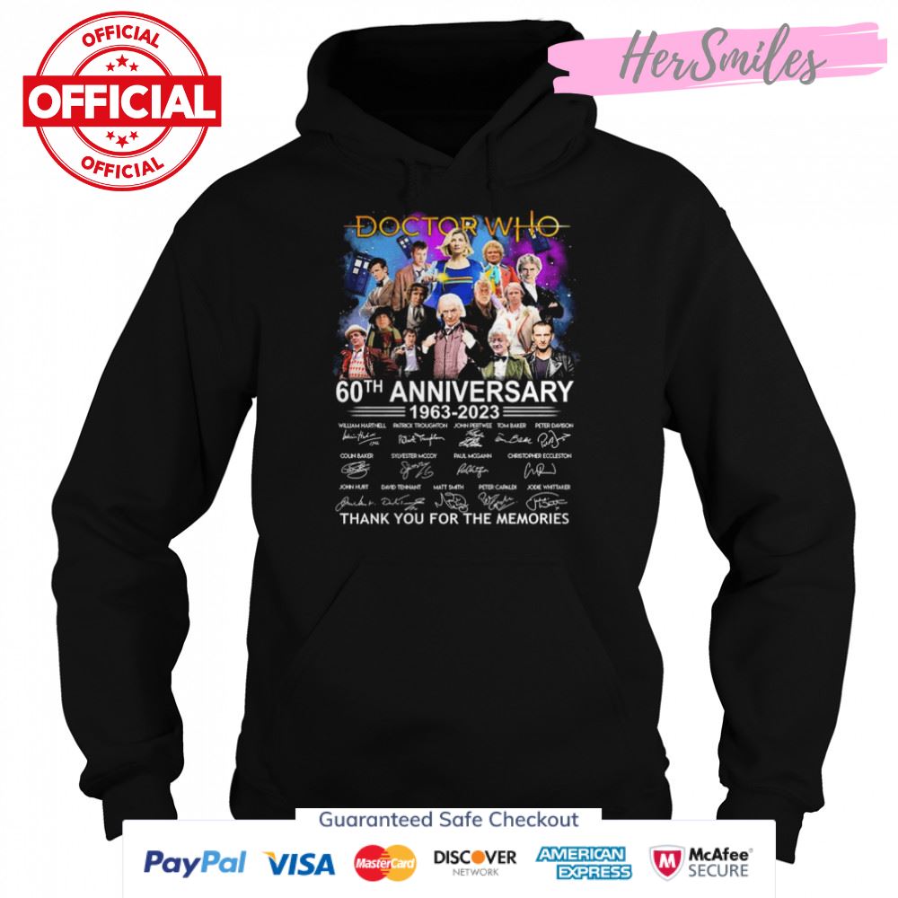 Doctor Who 60th anniversary 1963 2023 signatures thank you for the memories shirt Doctor Who 60th anniversary 1963 2023 signatures thank you for the memories shirt