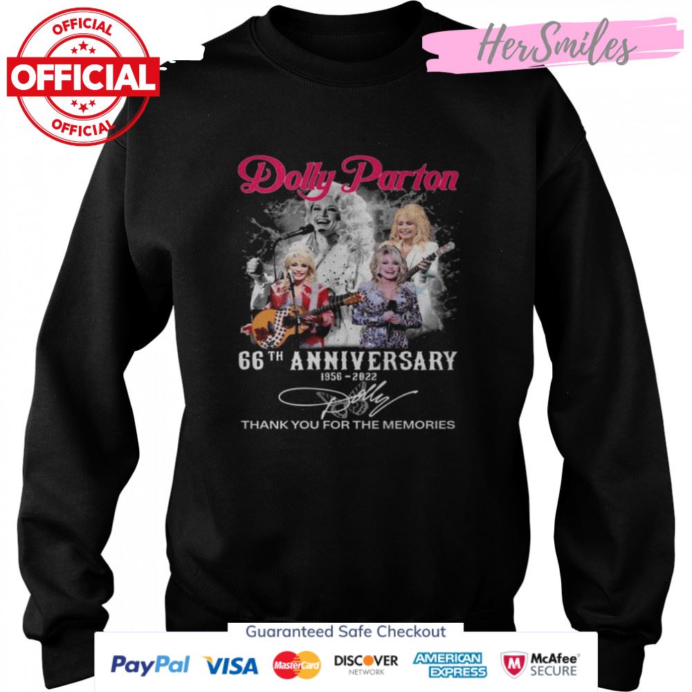 Dolly Parton 66th anniversary 1956 2022 thank you for the memories signature shirt Dolly Parton 66th anniversary 1956 2022 thank you for the memories signature shirt