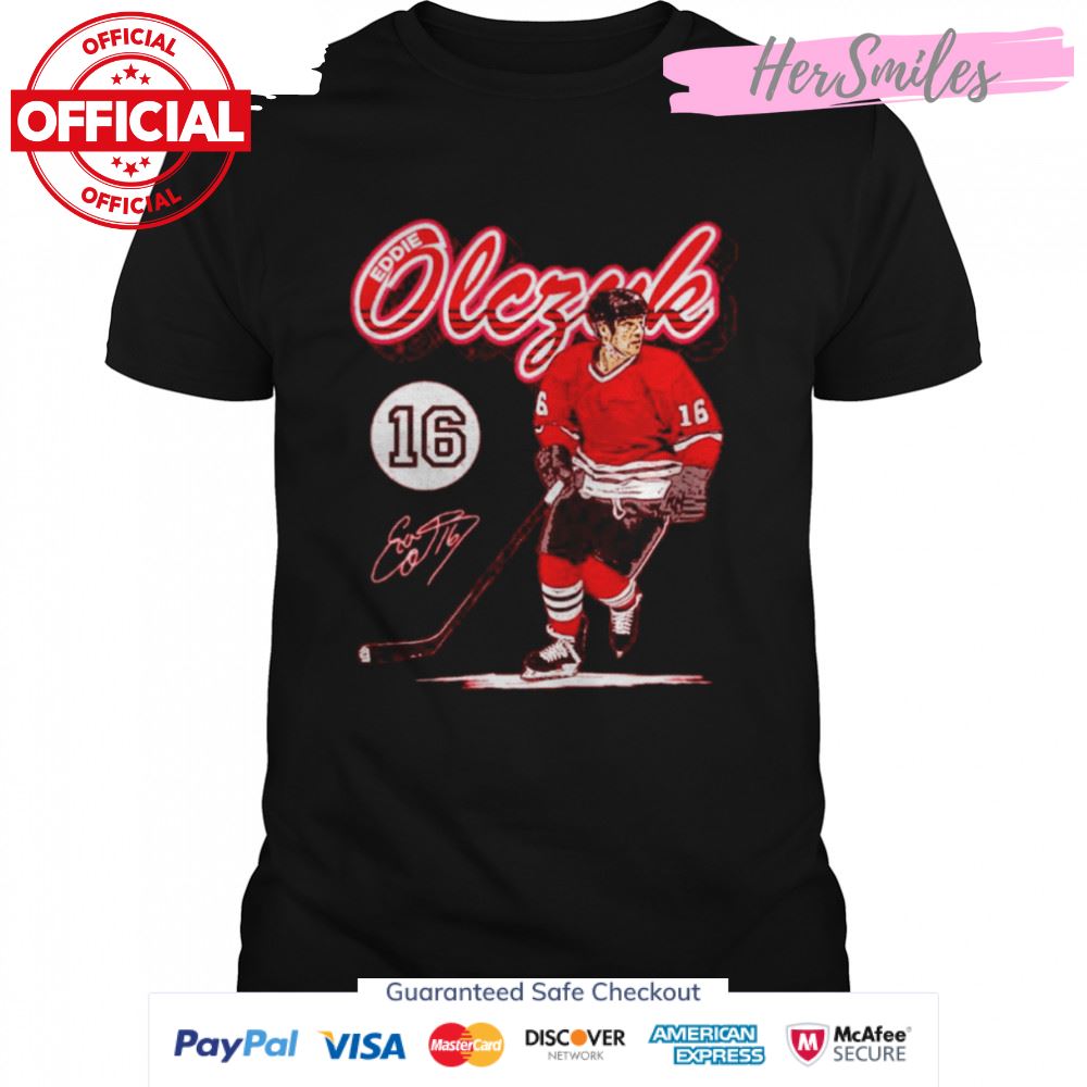 Eddie Olczyk Chicago Retro Script Hockey Signatures Shirt
