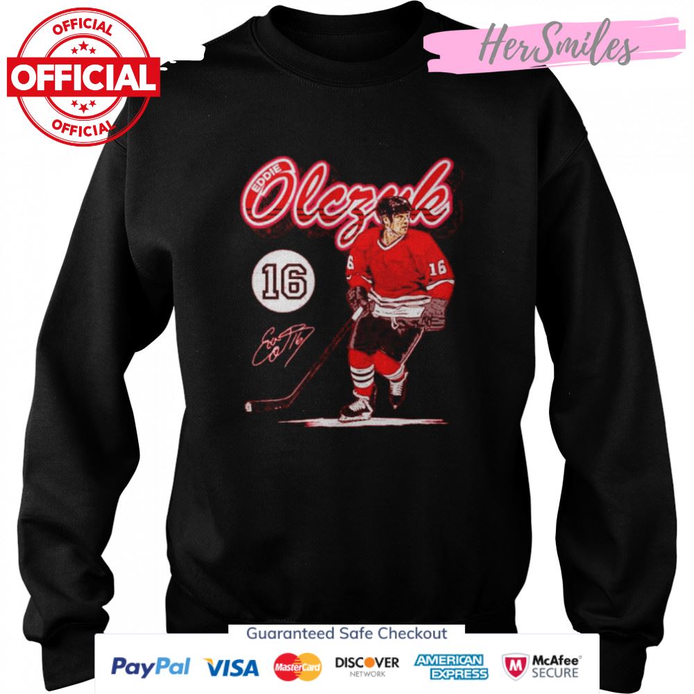 Eddie Olczyk Chicago Retro Script Hockey Signatures Shirt Eddie Olczyk Chicago Retro Script Hockey Signatures Shirt