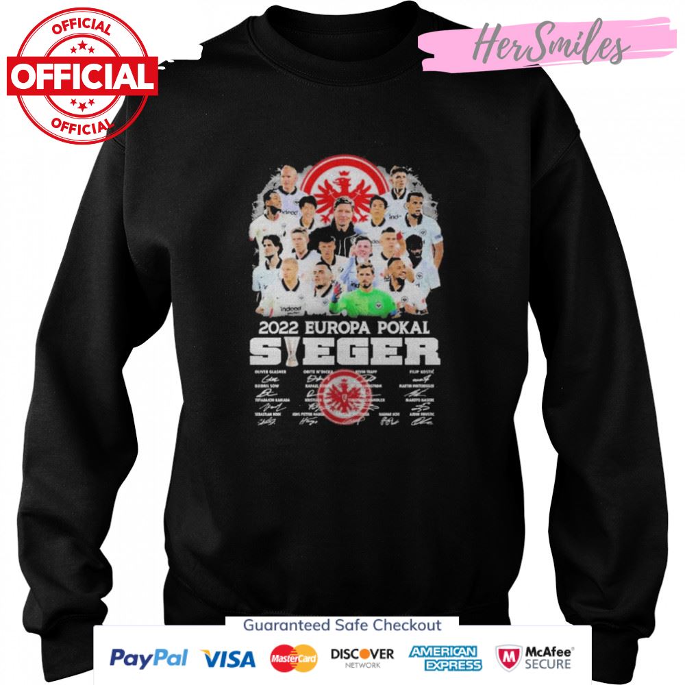 Eintracht Frankfurt Team 2022 Europapokal Sieger Signatures Shirt Eintracht Frankfurt Team 2022 Europapokal Sieger Signatures Shirt