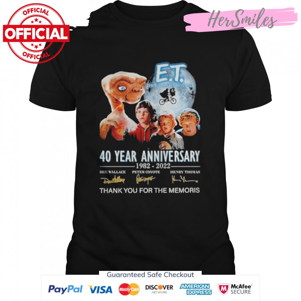 Et The Extraterrestrial 40 Years Anniversary 1982-2022 Signatures Thank You For The Memories Shirt