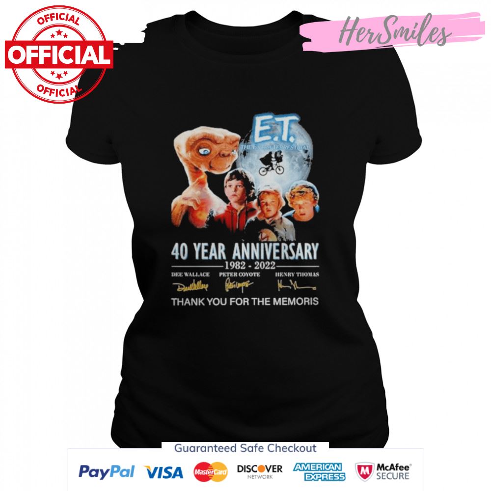 Et The Extraterrestrial 40 Years Anniversary 1982-2022 Signatures Thank You For The Memories Shirt