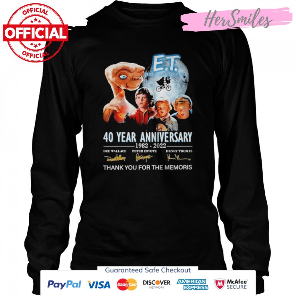 Et The Extraterrestrial 40 Years Anniversary 1982-2022 Signatures Thank You For The Memories Shirt Et The Extraterrestrial 40 Years Anniversary 1982-2022 Signatures Thank You For The Memories Shirt
