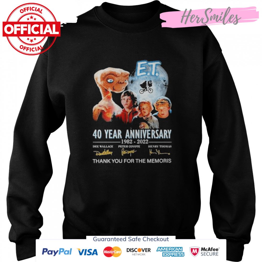 Et The Extraterrestrial 40 Years Anniversary 1982-2022 Signatures Thank You For The Memories Shirt Et The Extraterrestrial 40 Years Anniversary 1982-2022 Signatures Thank You For The Memories Shirt