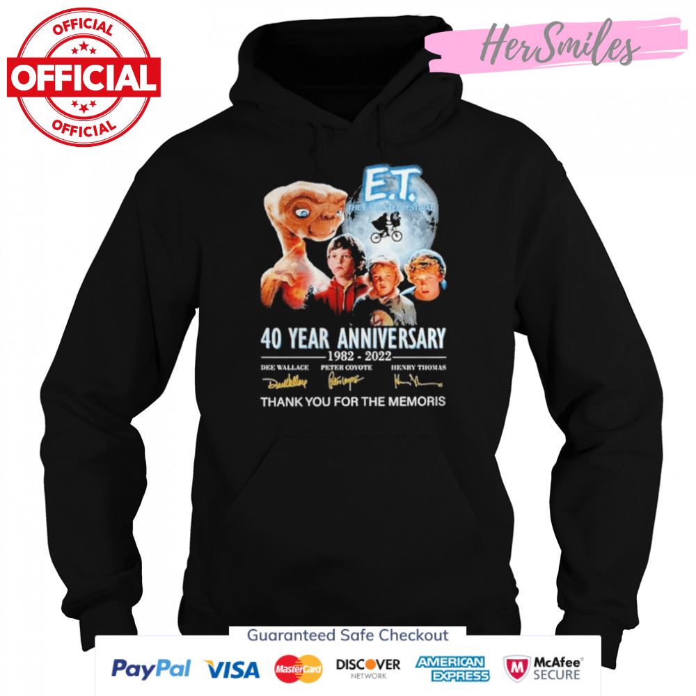 Et The Extraterrestrial 40 Years Anniversary 1982-2022 Signatures Thank You For The Memories Shirt Et The Extraterrestrial 40 Years Anniversary 1982-2022 Signatures Thank You For The Memories Shirt