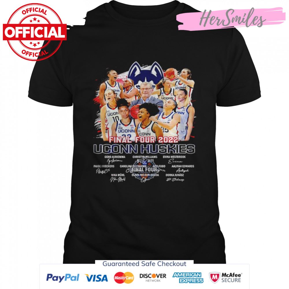 Final Four 2022 UConn Huskies signatures shirt