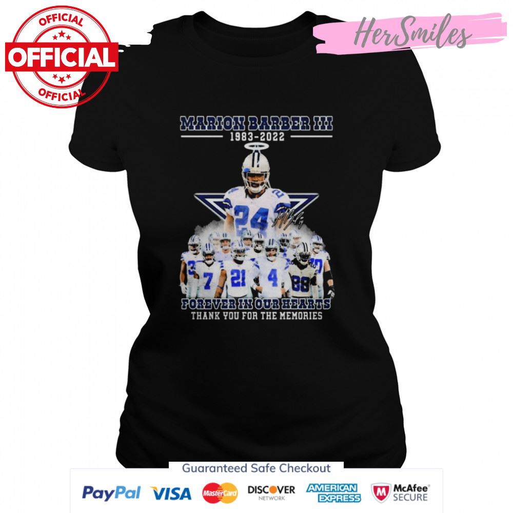 Forever In Our Hearts Marion Barber III 1983-2022 Signatures Thank You For The Memories Shirt