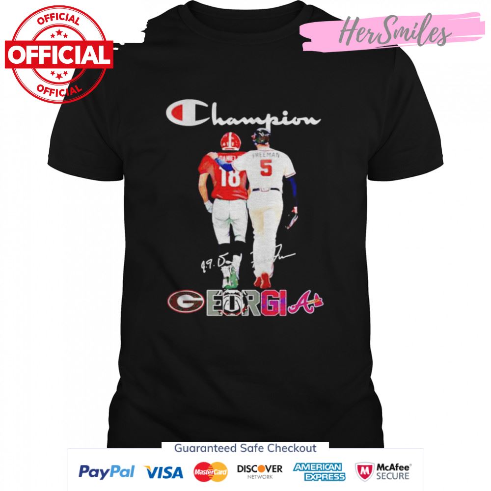Georgia Sports Teams JT Daniels and Freddie Freeman signatures shirt