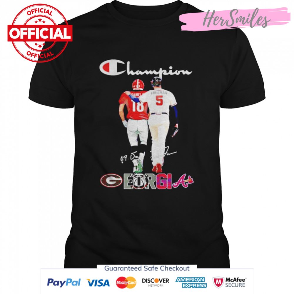 Georgia Sports Teams JT Daniels and Freddie Freeman signatures shirt