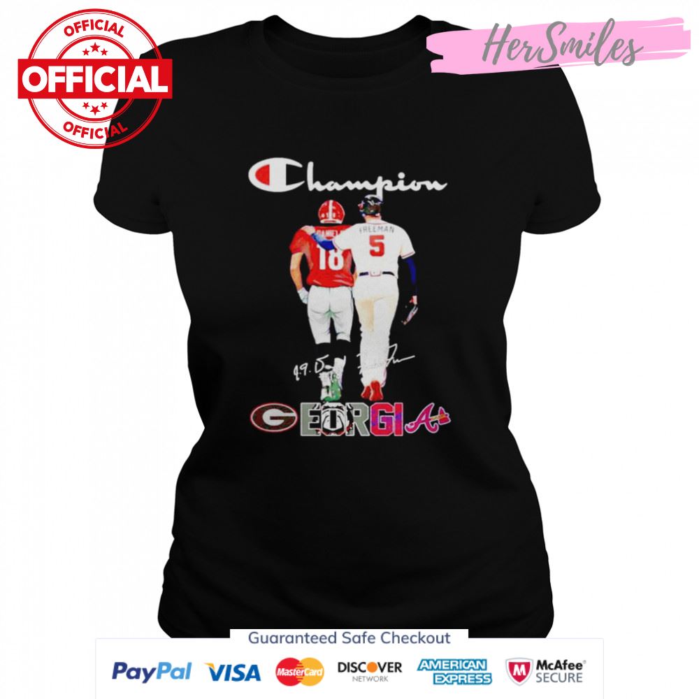 Georgia Sports Teams JT Daniels and Freddie Freeman signatures shirt