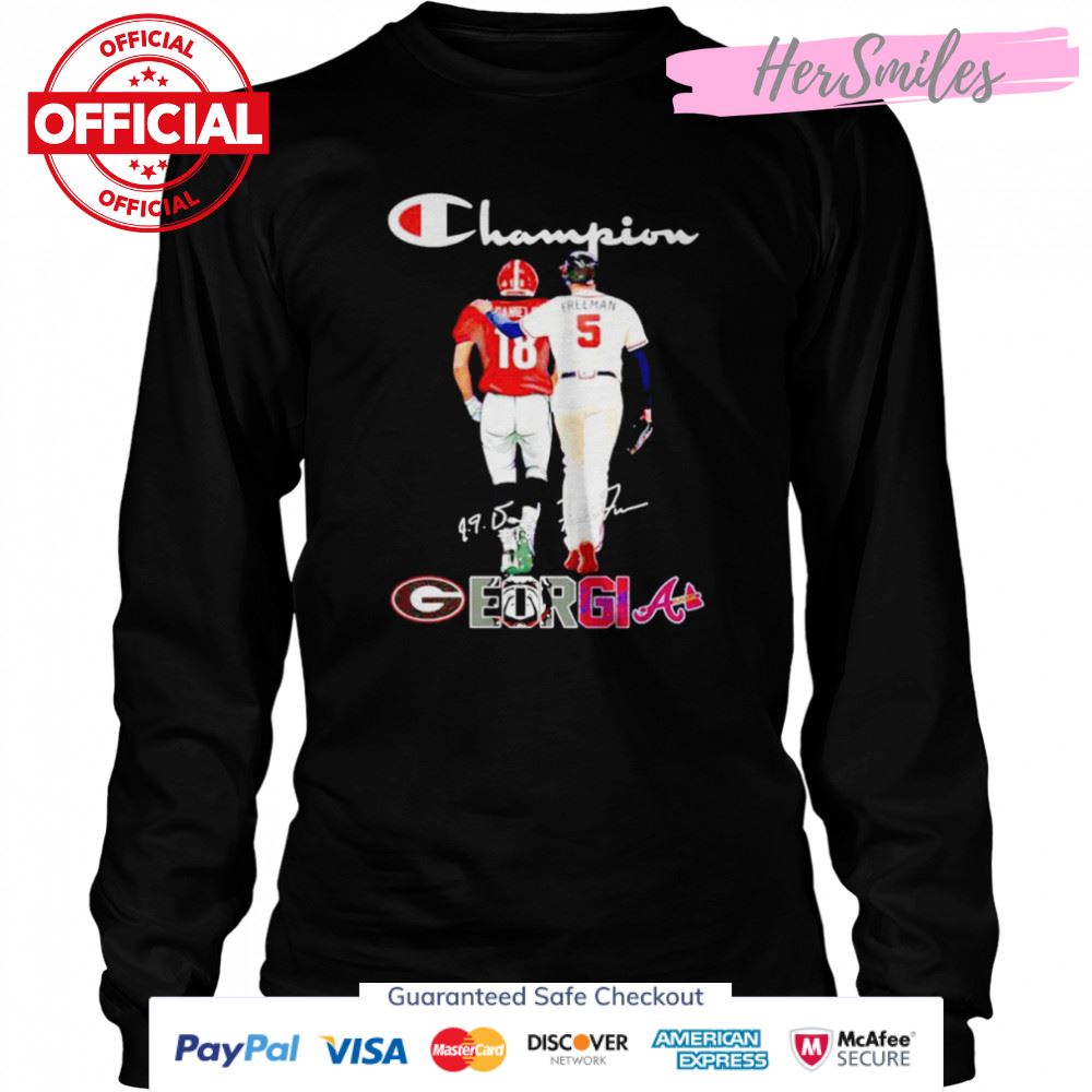 Georgia Sports Teams JT Daniels and Freddie Freeman signatures shirt Georgia Sports Teams JT Daniels and Freddie Freeman signatures shirt