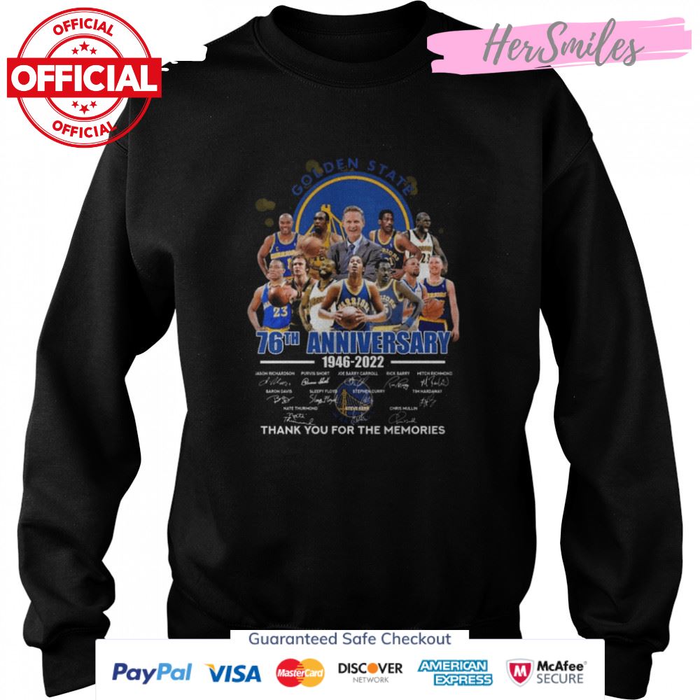Golden State Warriors 76th anniversary 1946 2022 thank you for the memories signatures shirt Golden State Warriors 76th anniversary 1946 2022 thank you for the memories signatures shirt