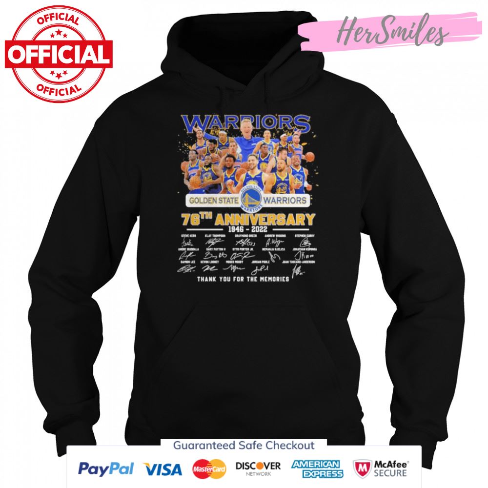 Golden State Warriors Team 76th anniversary 1946 2022 thank you for the memories signatures shirt Golden State Warriors Team 76th anniversary 1946 2022 thank you for the memories signatures shirt