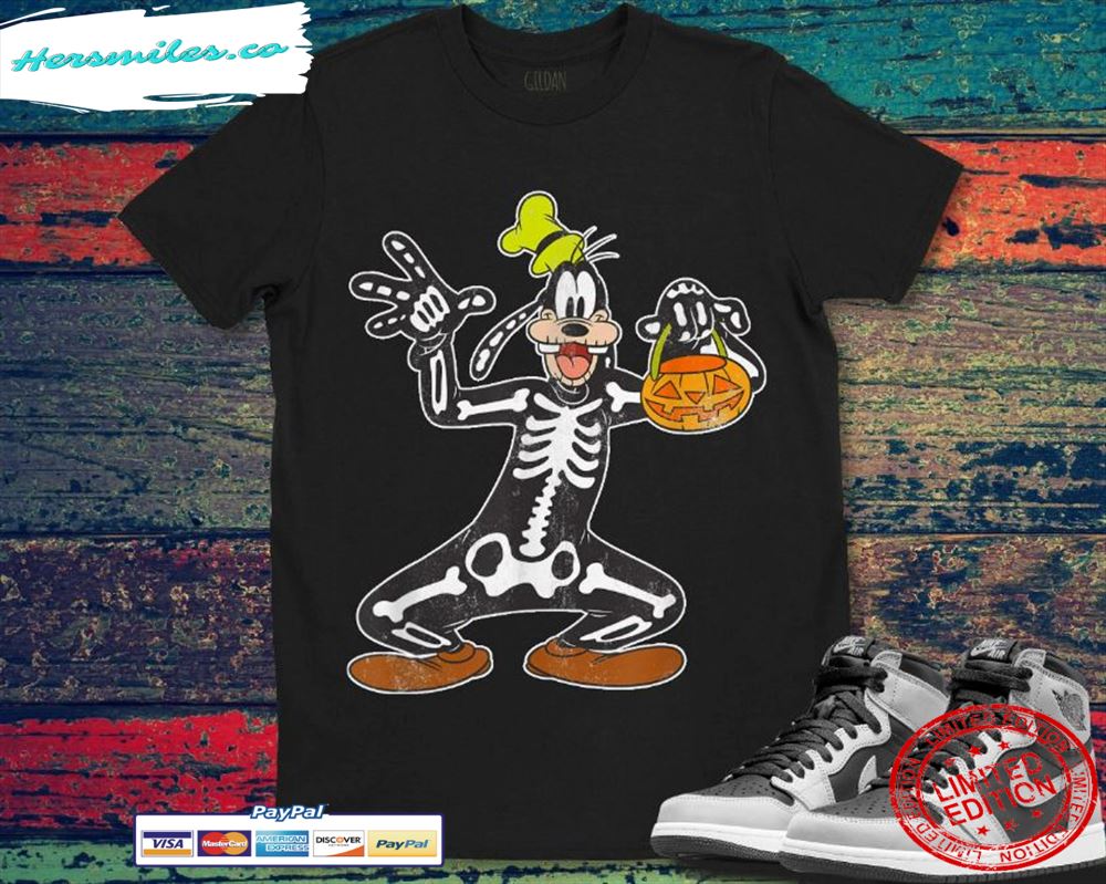Goofy Skeleton Funny Halloween Pumpkin Disney Unisex Gift T-Shirt