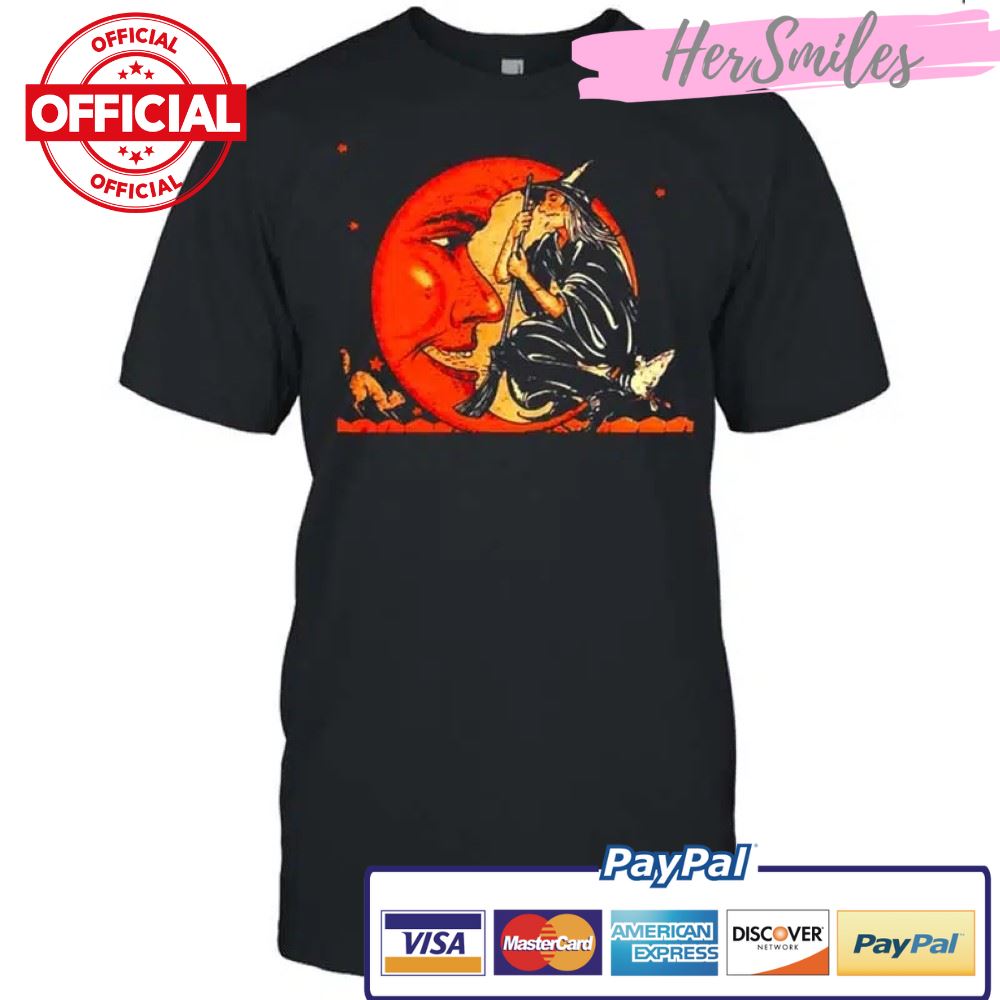 Great Vintage Witch And Moon Halloween T-shirt