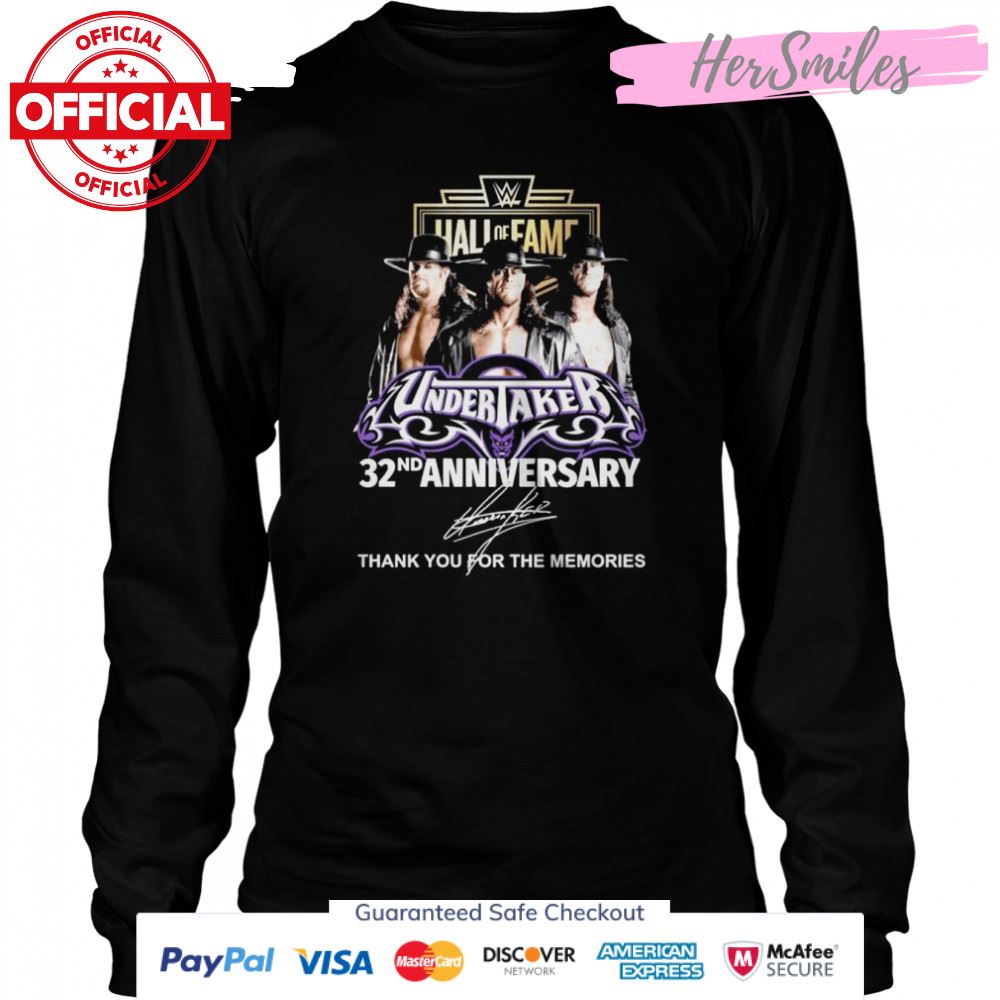 Hall of fame undertaker 32nd anniversary thank you for the memories signatures shirt Hall of fame undertaker 32nd anniversary thank you for the memories signatures shirt
