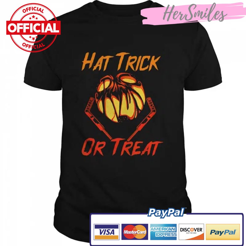 Hat Trick Or Treat Ice Hockey Halloween Coach Shirt