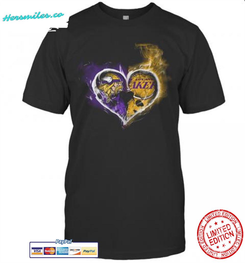 Heart Minnesota Vikings And Los Angeles Lakers T-Shirt