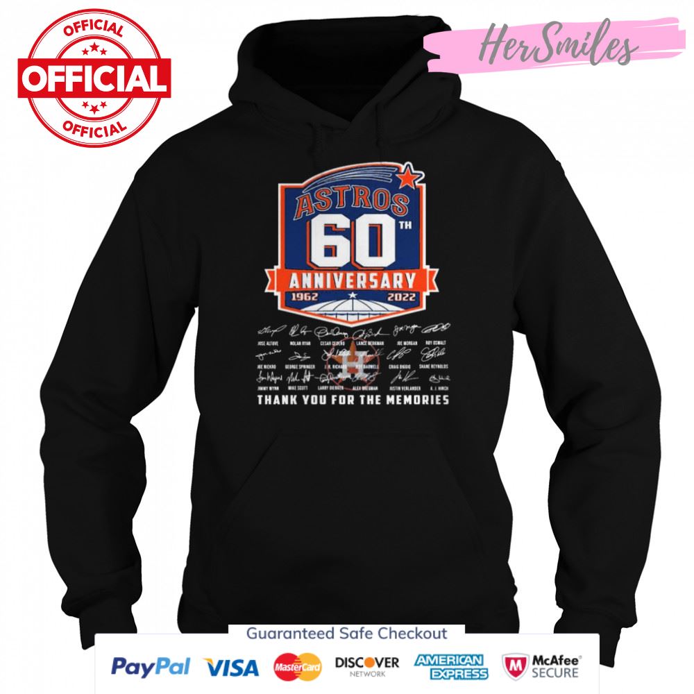 Houston Astros Logo 60th Anniversary 1962-2022 Signatures Thank You For The Memories Shirt Houston Astros Logo 60th Anniversary 1962-2022 Signatures Thank You For The Memories Shirt
