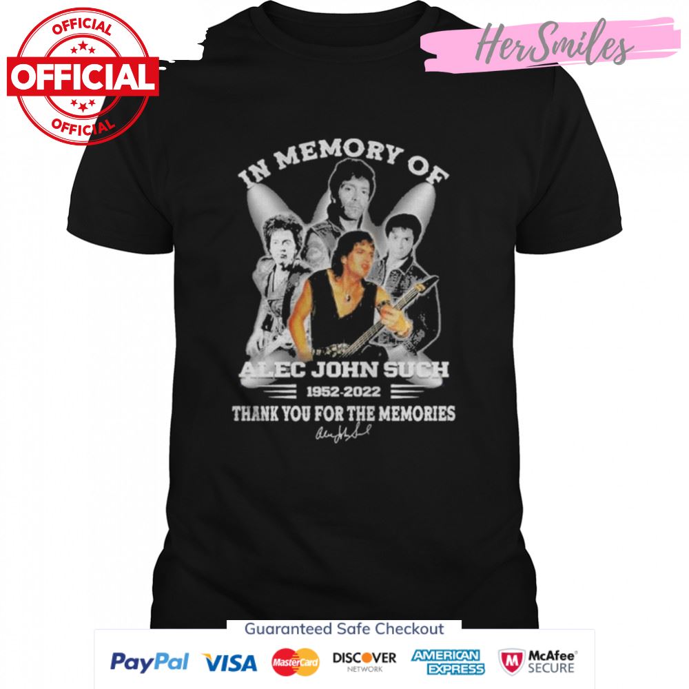 In memory of Alec John Such 1952 2022 thank you for the memories signature shirt