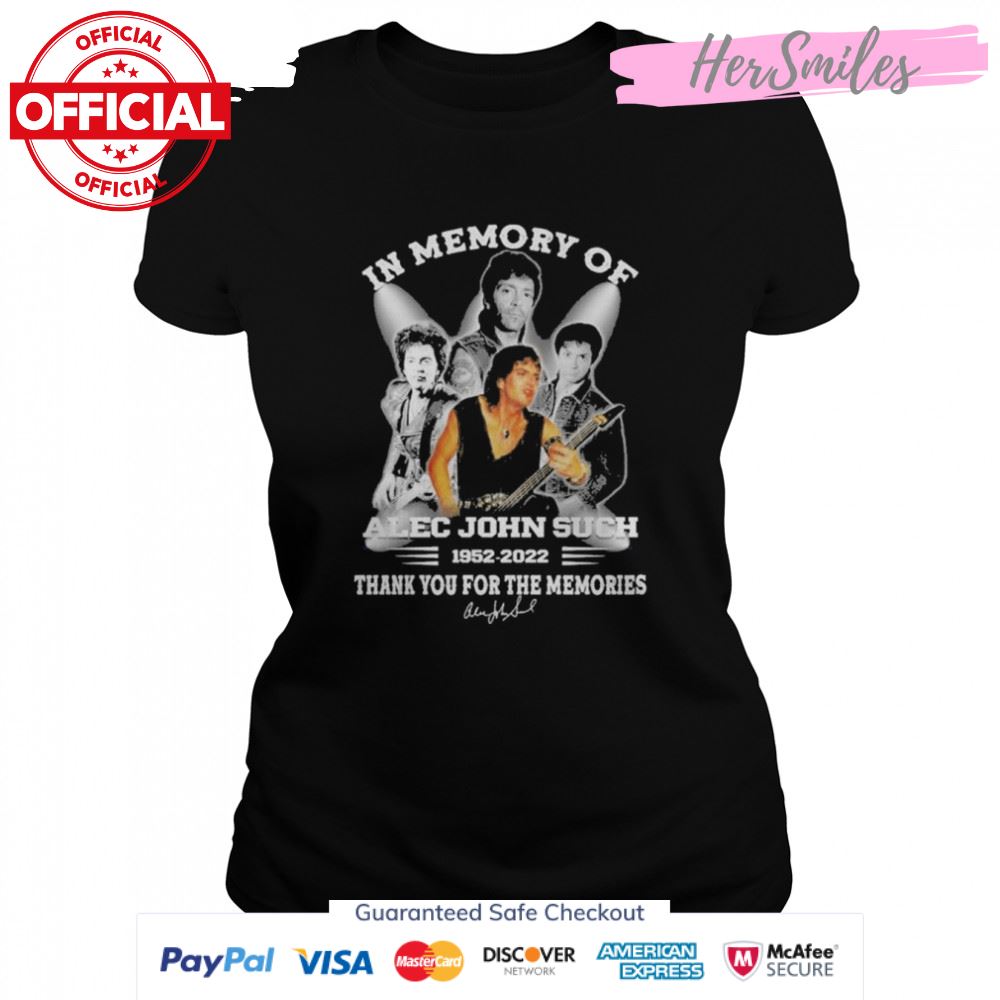 In memory of Alec John Such 1952 2022 thank you for the memories signature shirt