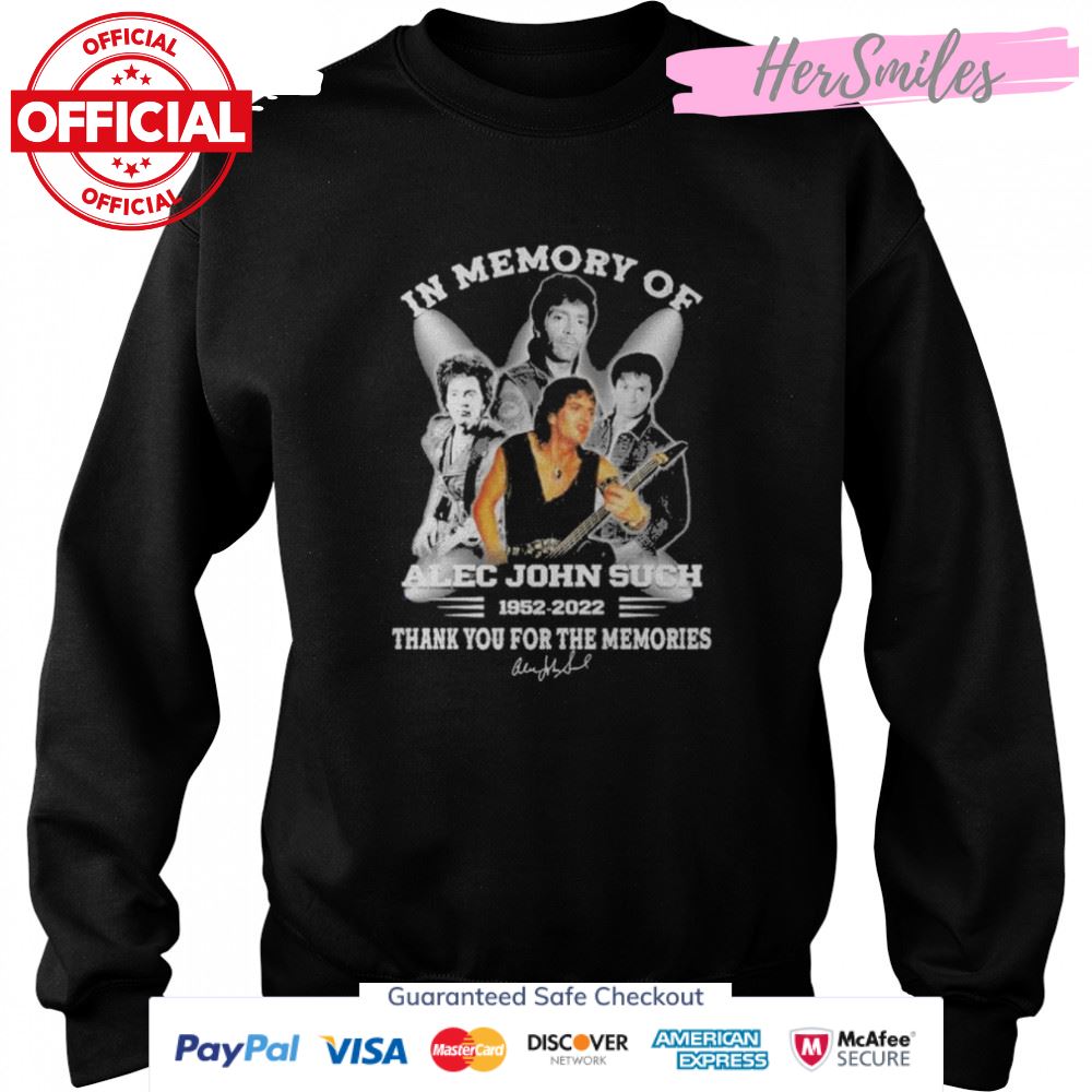 In memory of Alec John Such 1952 2022 thank you for the memories signature shirt In memory of Alec John Such 1952 2022 thank you for the memories signature shirt