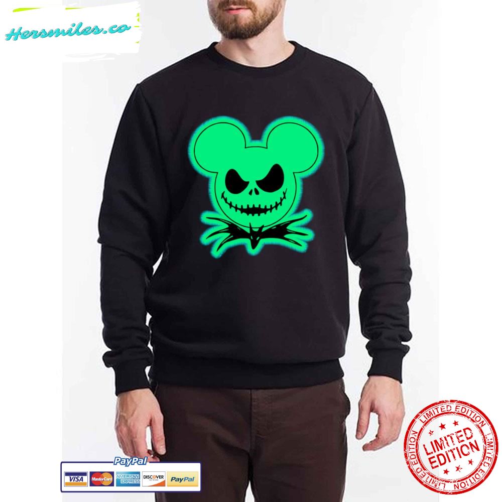 Inspired Glow In The Dark Halloween Jack Skellington Mickey Unisex T-Shirt Inspired Glow In The Dark Halloween Jack Skellington Mickey Unisex T-Shirt