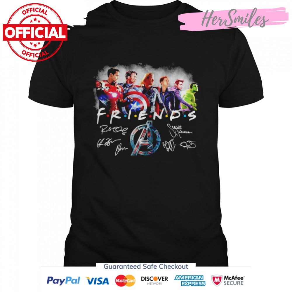 Iron Man Captain America Thor Black Widow Clint Barton and Hulk Friends signatures shirt