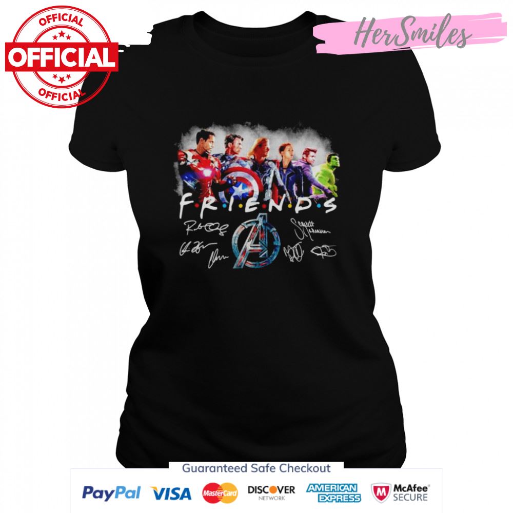 Iron Man Captain America Thor Black Widow Clint Barton and Hulk Friends signatures shirt