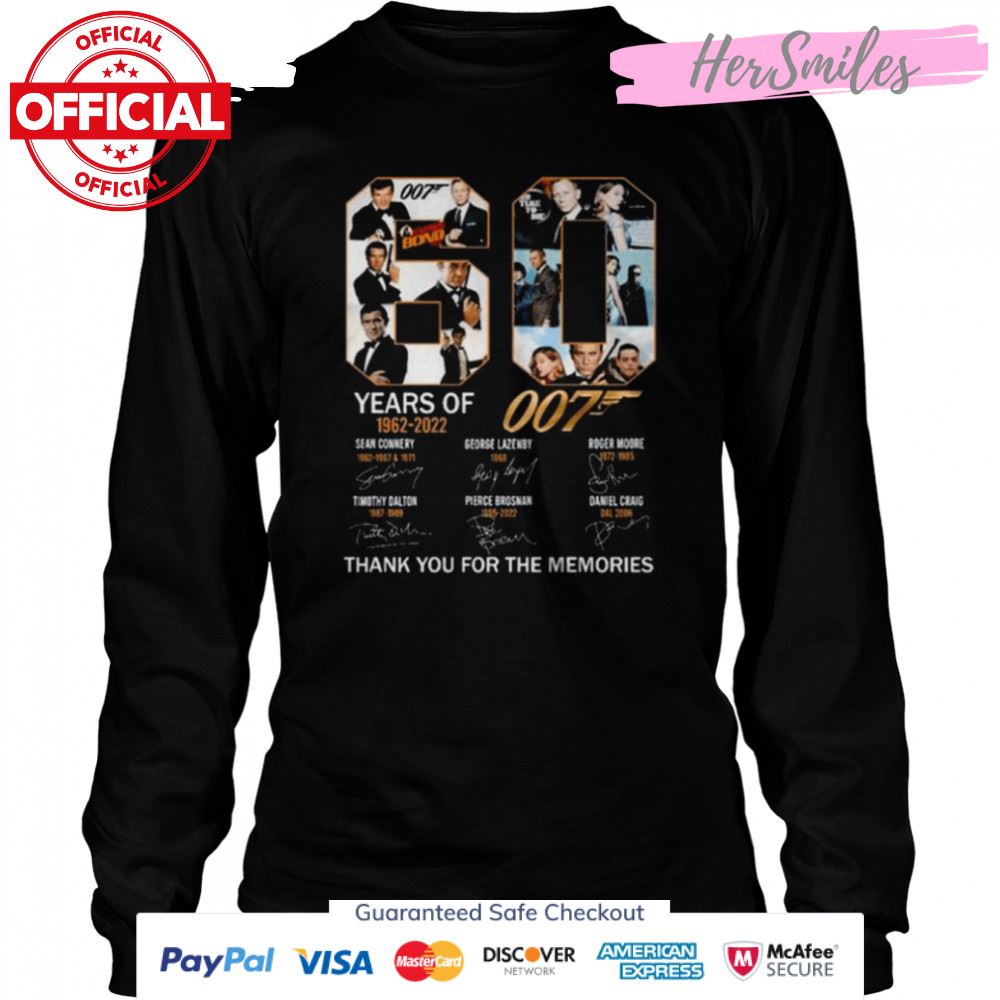 James Bond 007 60 years of 1962 2022 thank you for the memories signatures shirt James Bond 007 60 years of 1962 2022 thank you for the memories signatures shirt