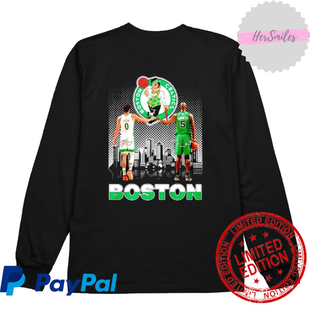 Jayson Tatum And Kevin Garnett Signatures Boston Celtics Shirt