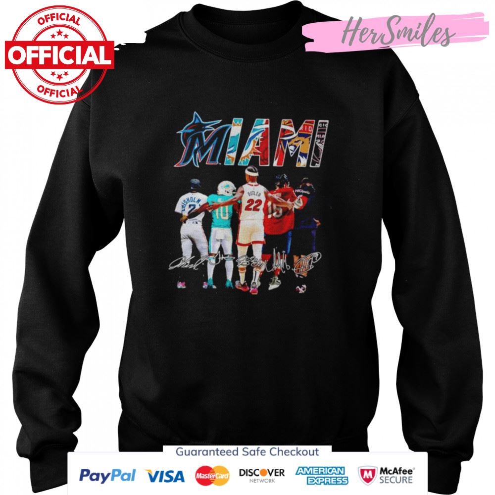 Jazz Chisholm Tyreek Hill Jimmy Butler A. Barkov and Gonzalo Higuaín Miami signatures shirt Jazz Chisholm Tyreek Hill Jimmy Butler A. Barkov and Gonzalo Higuaín Miami signatures shirt