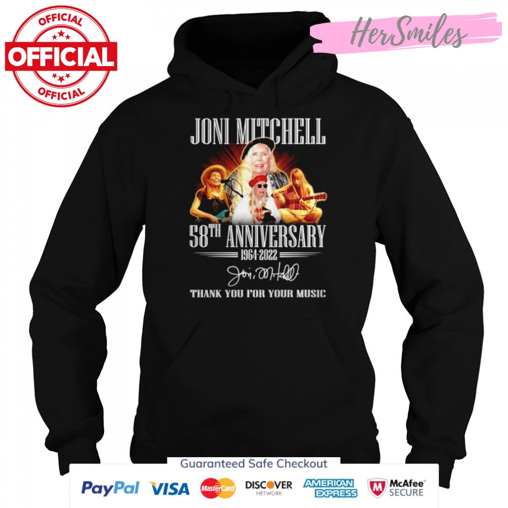 Joni Mitchell 58th anniversary 1964 2022 thank you for your music signature shirt Joni Mitchell 58th anniversary 1964 2022 thank you for your music signature shirt