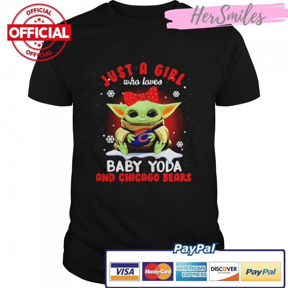 Just A Girl Who Loves Baby Yoda And Chicago Bears Football shirt
