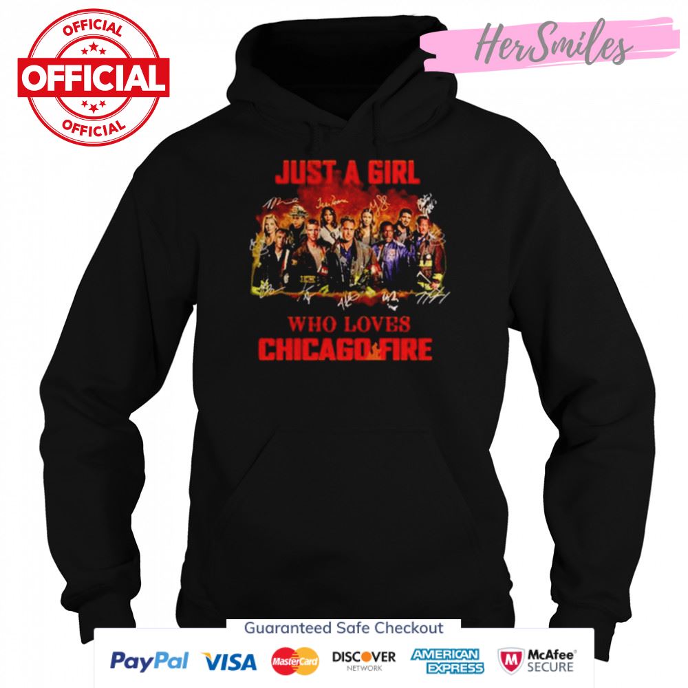 Just a girl who lovess Chicago Fire signatures unisex T-shirt Just a girl who lovess Chicago Fire signatures unisex T-shirt