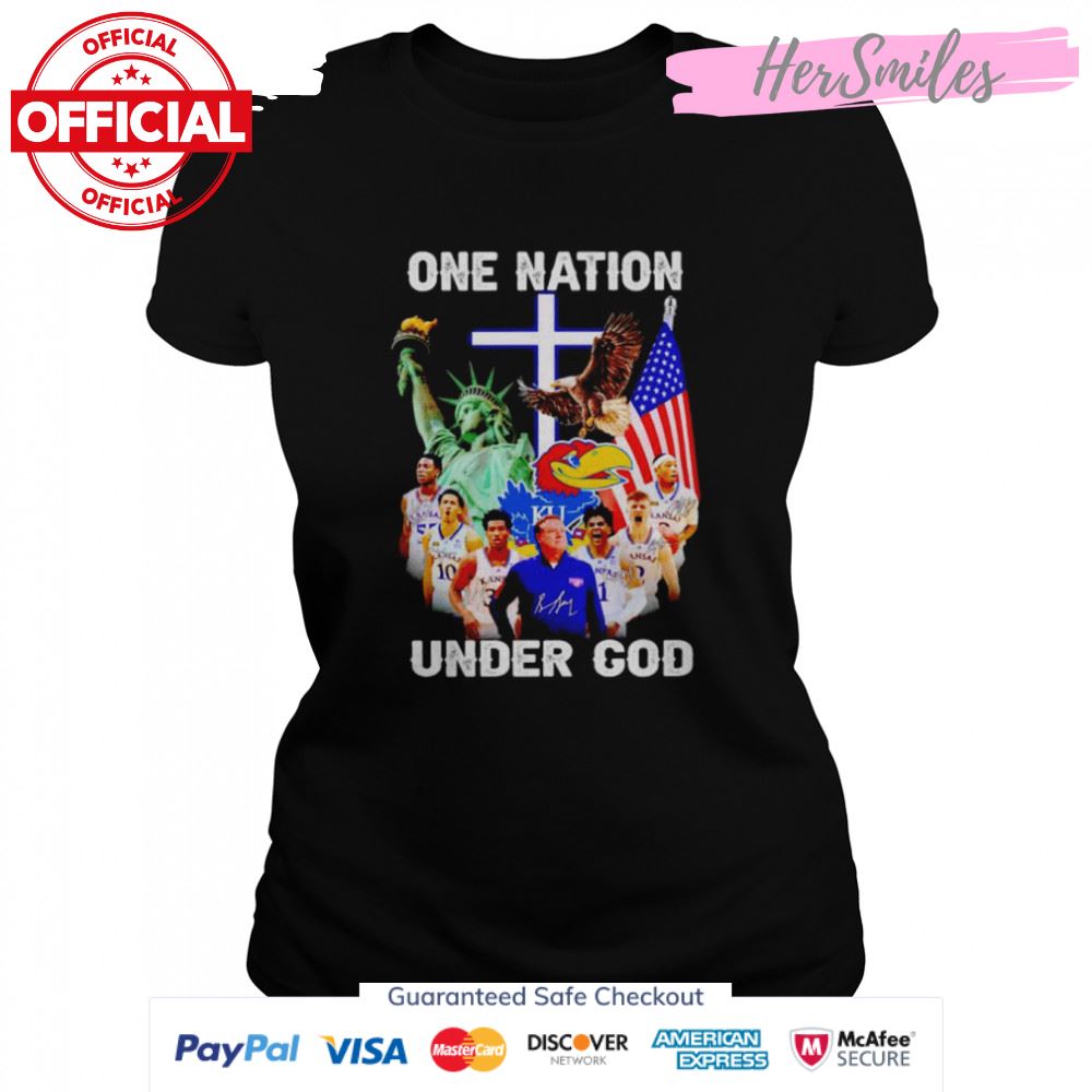 Kansas Jayhawks one nation under God signature shirt