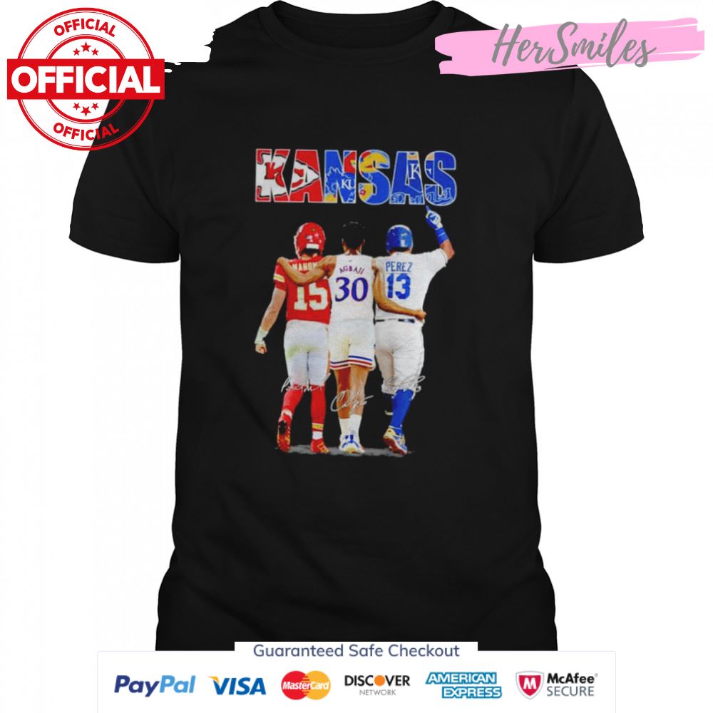 Kansas sport teams Mahome Agbaji Perez MVP signatures shirt