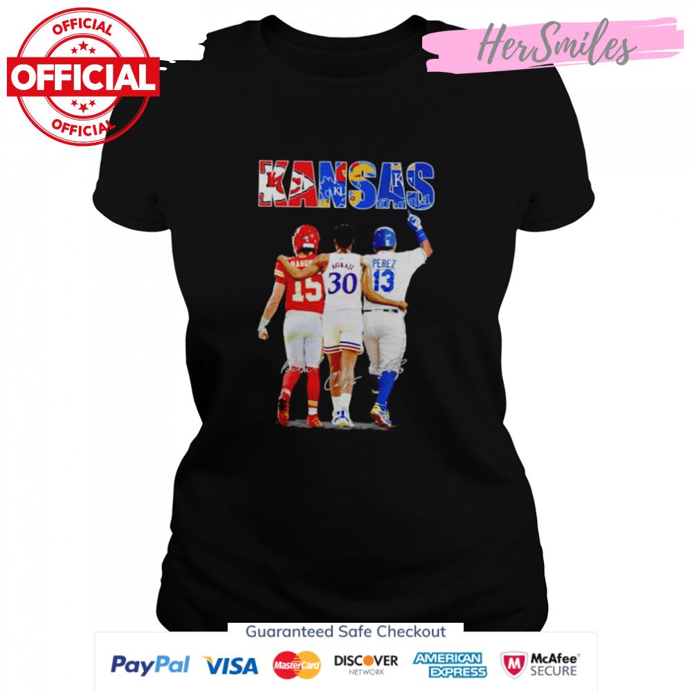Kansas sport teams Mahome Agbaji Perez MVP signatures shirt