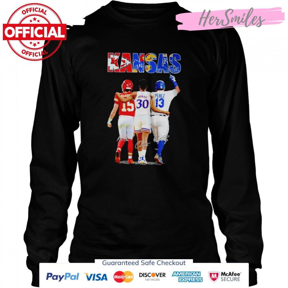 Kansas sport teams Mahome Agbaji Perez MVP signatures shirt Kansas sport teams Mahome Agbaji Perez MVP signatures shirt