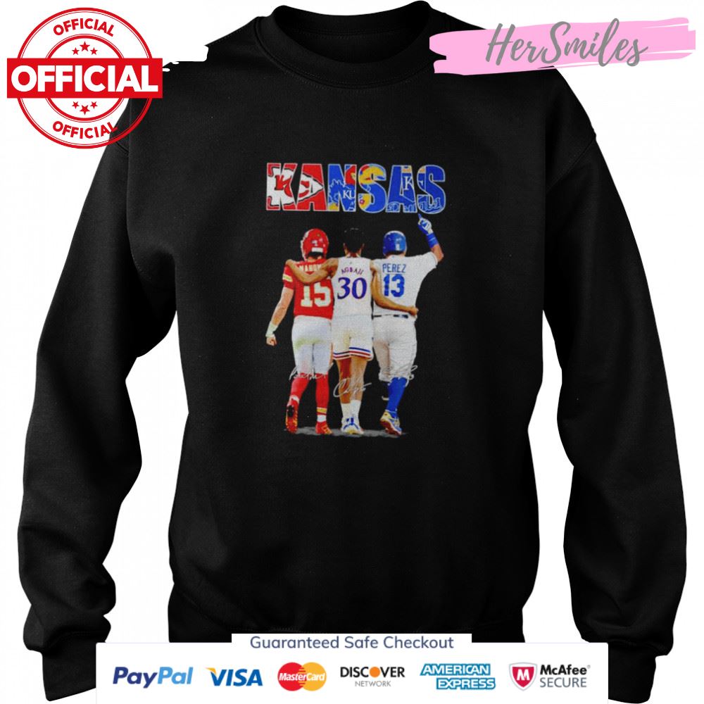 Kansas sport teams Mahome Agbaji Perez MVP signatures shirt Kansas sport teams Mahome Agbaji Perez MVP signatures shirt