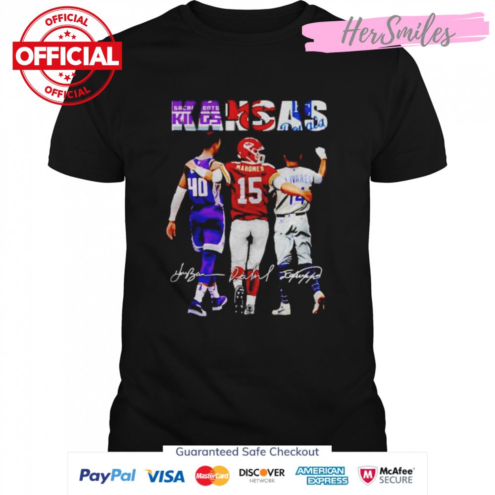 Kansas Sports Teams Harrison Barnes Patrick Mahomes Edward Olivares signatures shirt