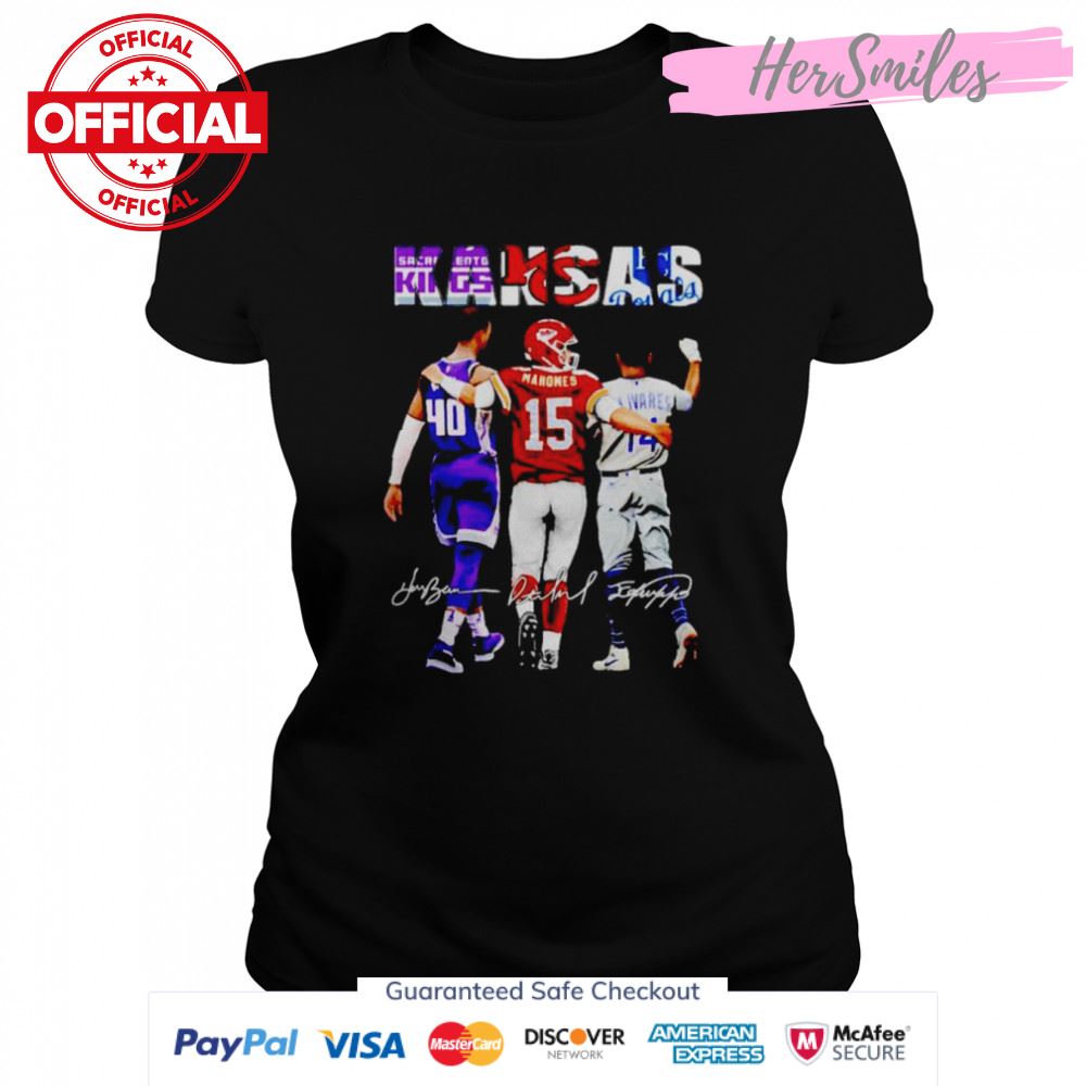 Kansas Sports Teams Harrison Barnes Patrick Mahomes Edward Olivares signatures shirt