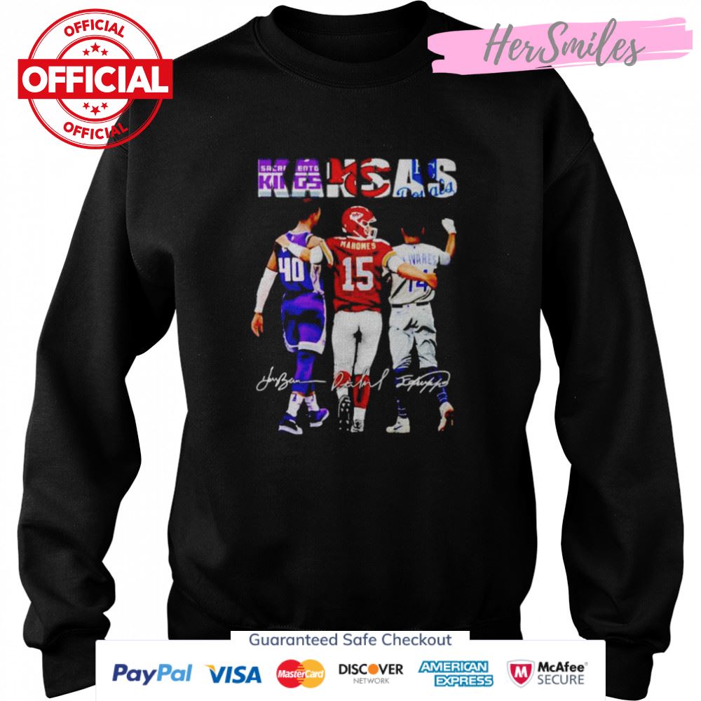 Kansas Sports Teams Harrison Barnes Patrick Mahomes Edward Olivares signatures shirt Kansas Sports Teams Harrison Barnes Patrick Mahomes Edward Olivares signatures shirt