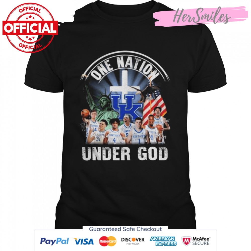 Kentucky Wildcats one nation under god american flag signatures shirt