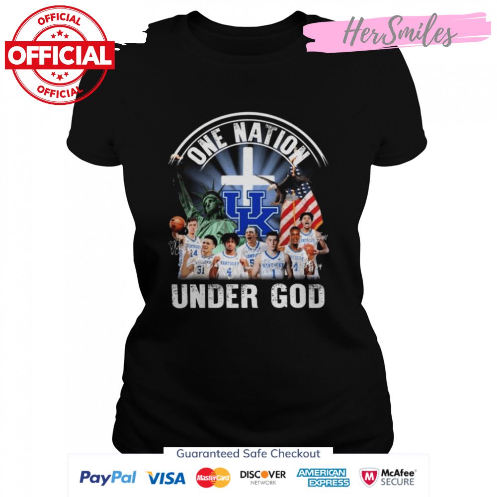 Kentucky Wildcats one nation under god american flag signatures shirt